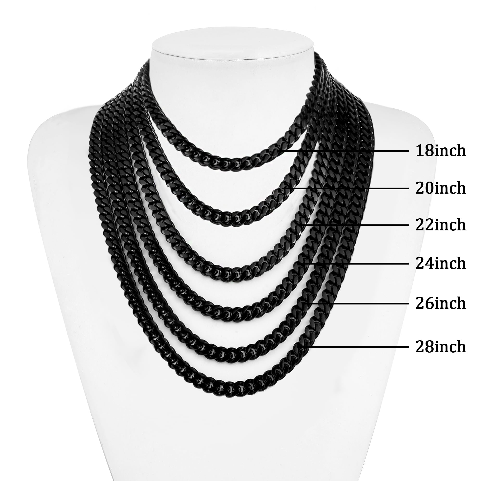 3.5mm Cuban Link Chains for Men, Silver Tone/Black/14K Gold Plated Stainless Steel Necklace Chain, Mens Necklace 16, 18, 20, 22, 24, 26, 28 Inch XL-008