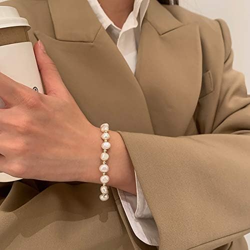 Pearl Bracelet Chain Link Baroque Culture  14K Gold Filled Adjustable Fashion Valentine Charm Dainty Handmade Jewelry for Women Wife Mother SL-046